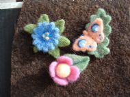 Needlefelt brooches